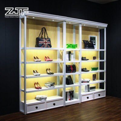 Wall mount store used LED retail shoes shelves